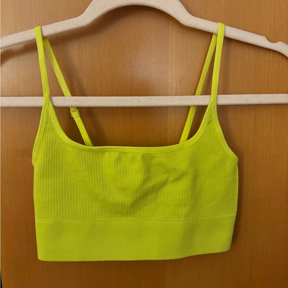 Neon Yellow Ribbed Crop Top